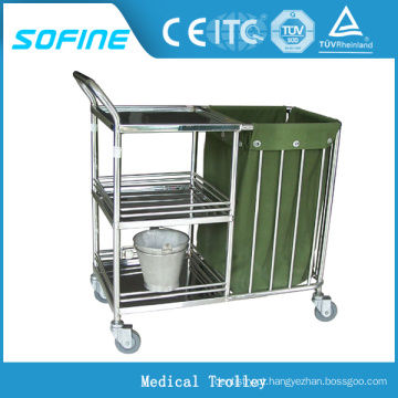 SF-HJ4030 hospital usa carrinho de trolley de aço inoxidável